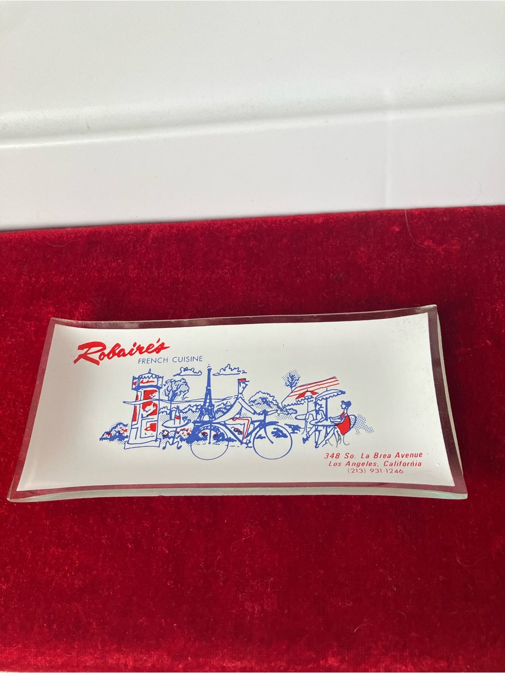 Vintage Robaires French Cuisine Los Angeles CA Glass Ashtray MCM.